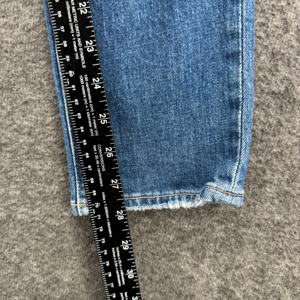 Paige Hoxton slim High Rise Straight Leg Jeans Medium Wash Raw Hem Size 24 - Picture 8 of 12